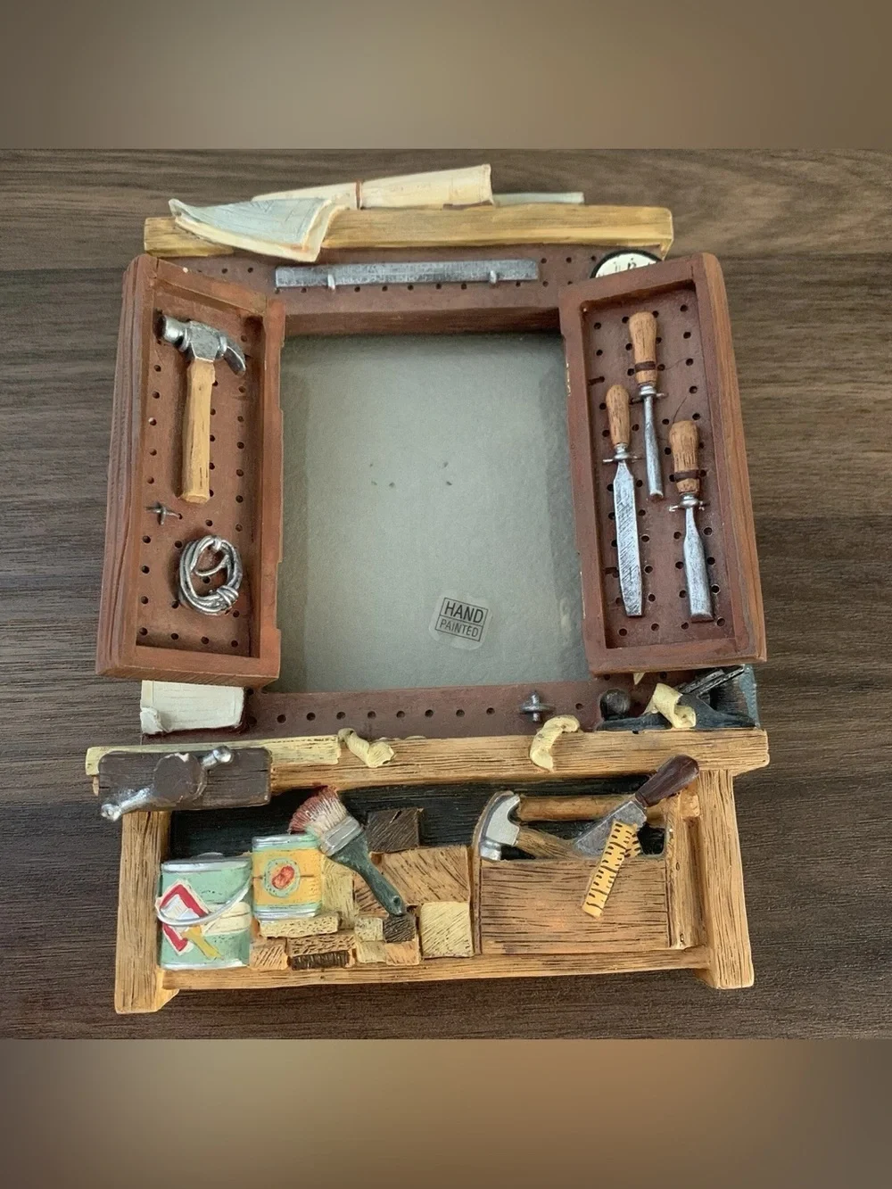 Vintage FIGI Handyman Workshop Tool Picture Frame Hand Painted Carpenter Decor
